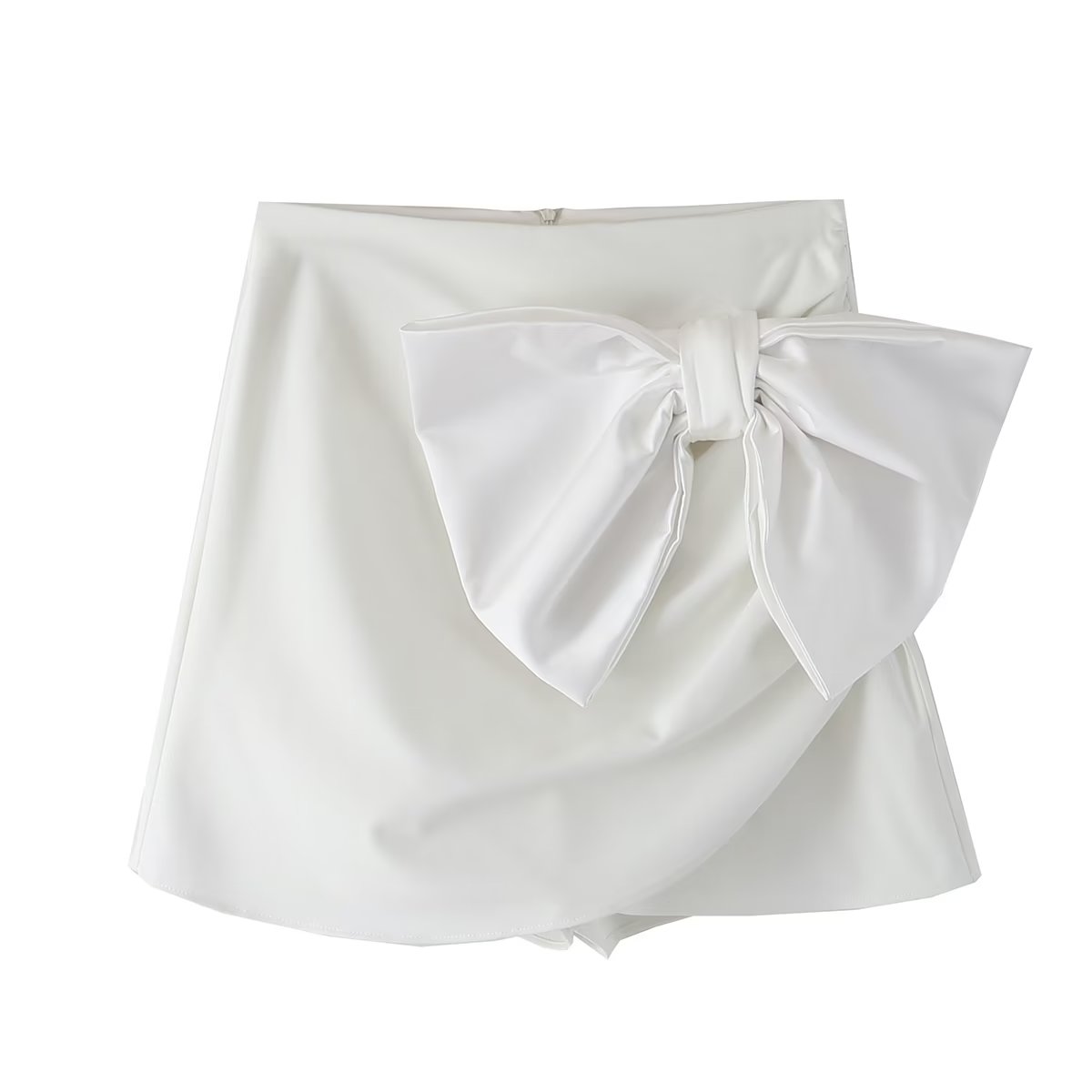Bow A-Line Satin High-Waist Skort