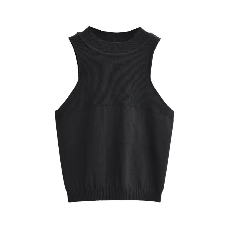Round Neck Slim-Fit Sleeveless Knitted Shaped Vest Sweater