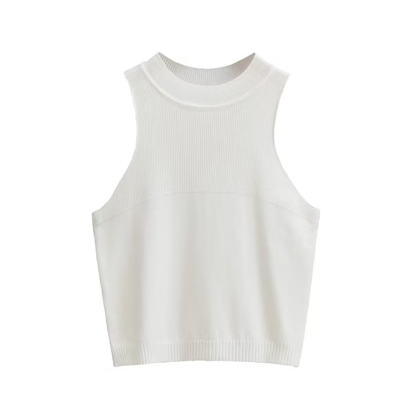 Round Neck Slim-Fit Sleeveless Knitted Shaped Vest Sweater
