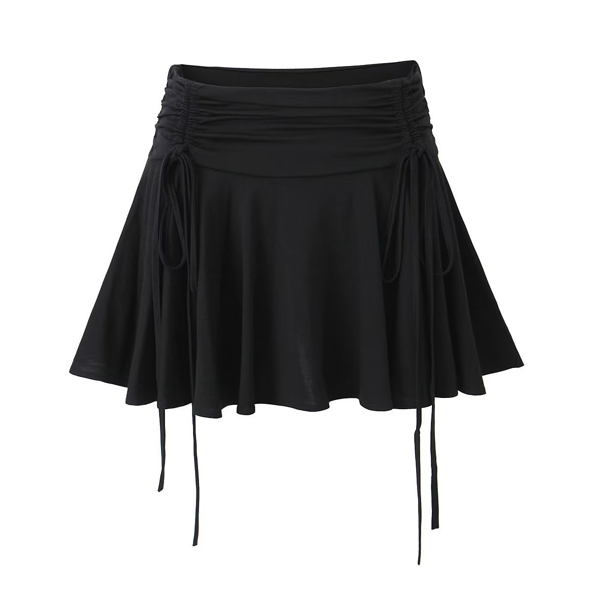 Lace-Up Low-Waist Pleated Side Skirt