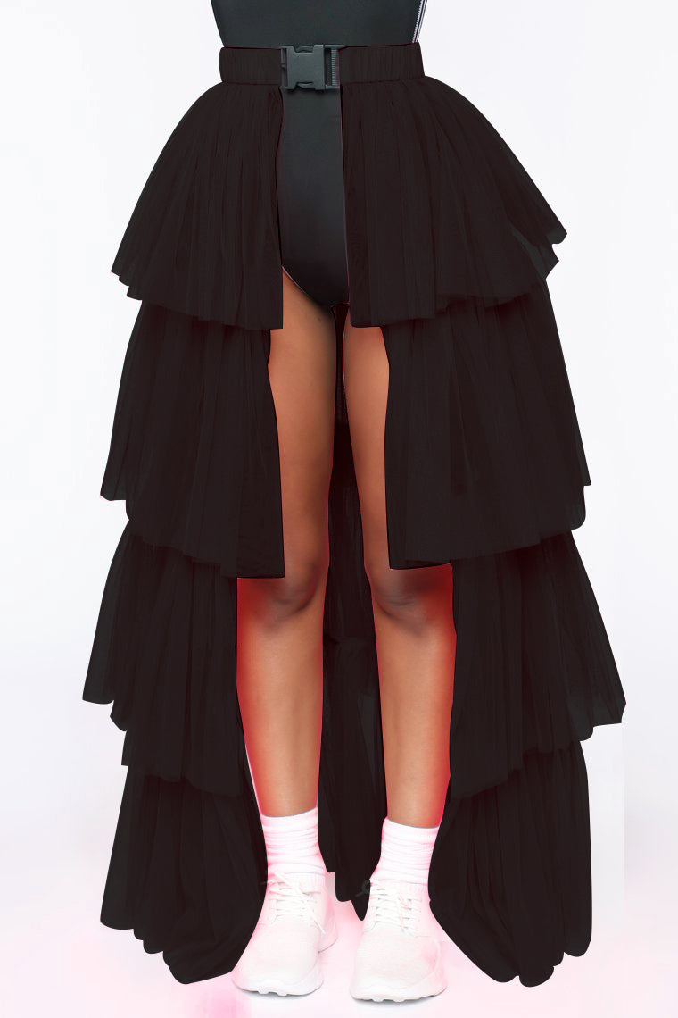 Mesh Stitching Pettiskirt Buckle Skirt
