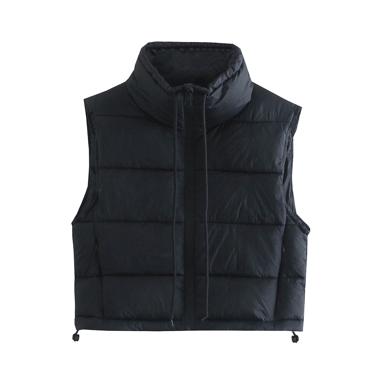 Contrast Color Cotton-Padded Stand-Collar Jacket