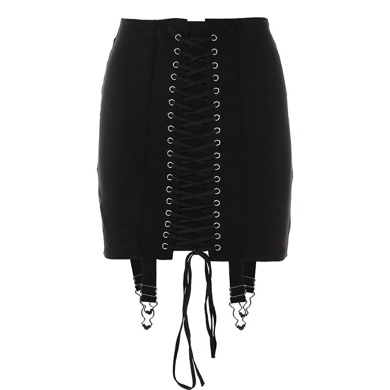 Lace-Up Waist Sheath Skirt