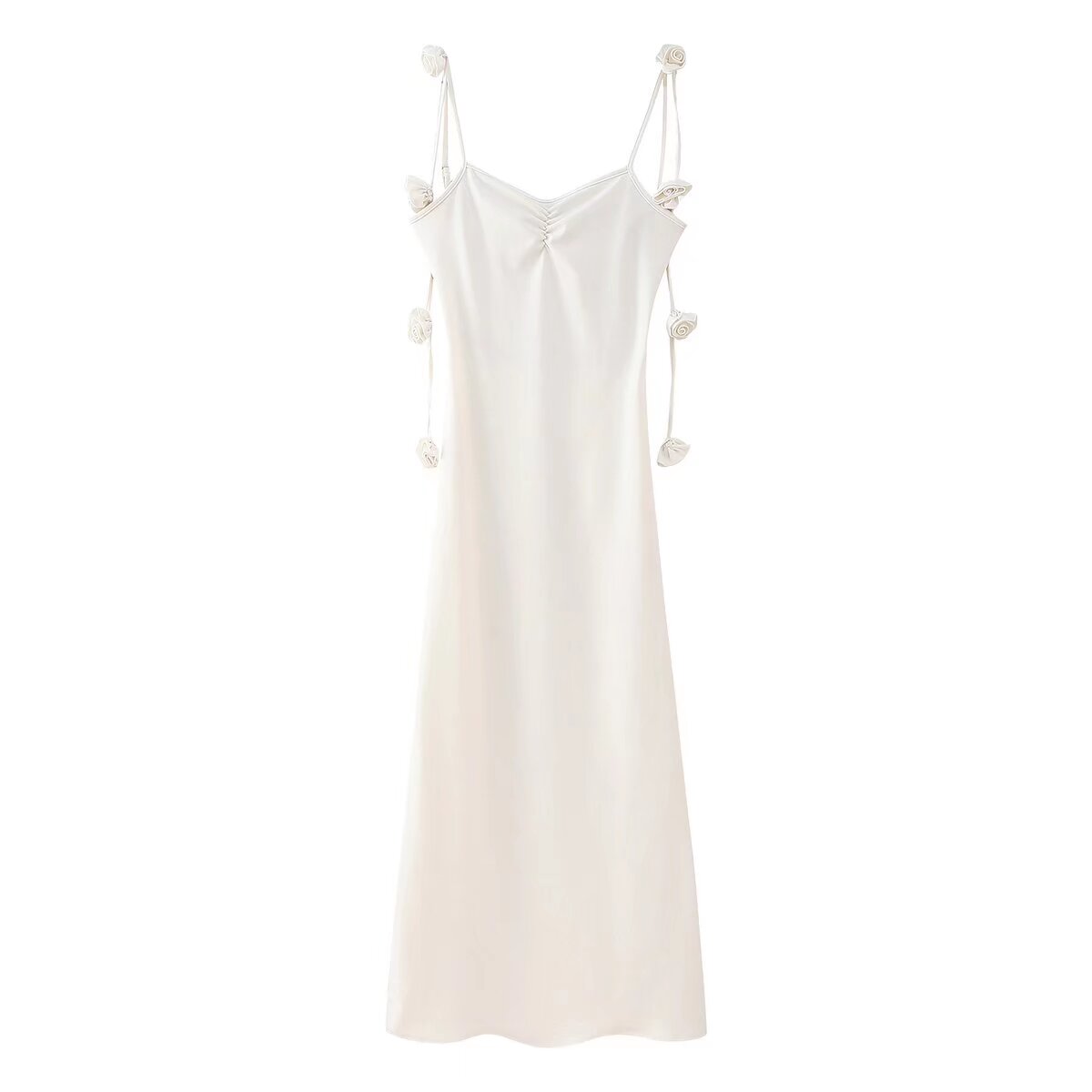 Solid Color V-Neck With Rope Straps Dress