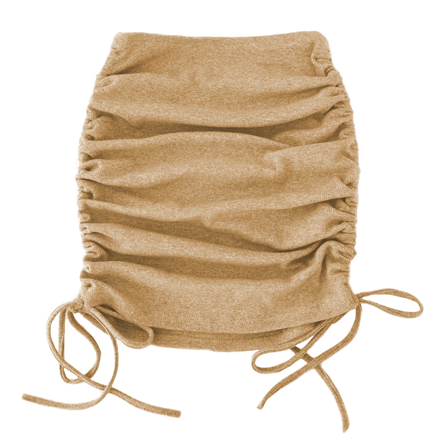 Threaded Side Drawstrings Elastic Pleated Skirt