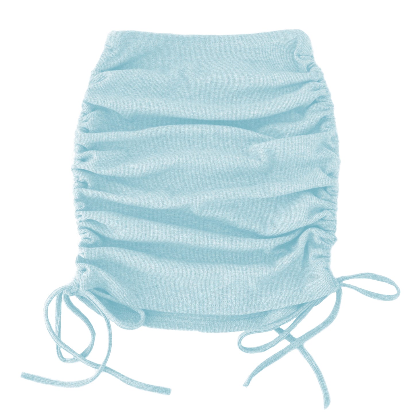 Threaded Side Drawstrings Elastic Pleated Skirt