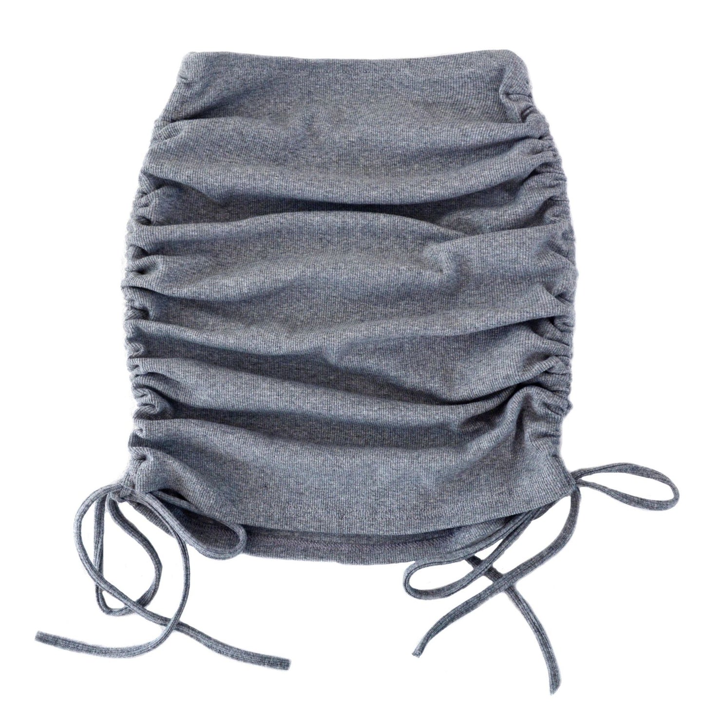 Threaded Side Drawstrings Elastic Pleated Skirt