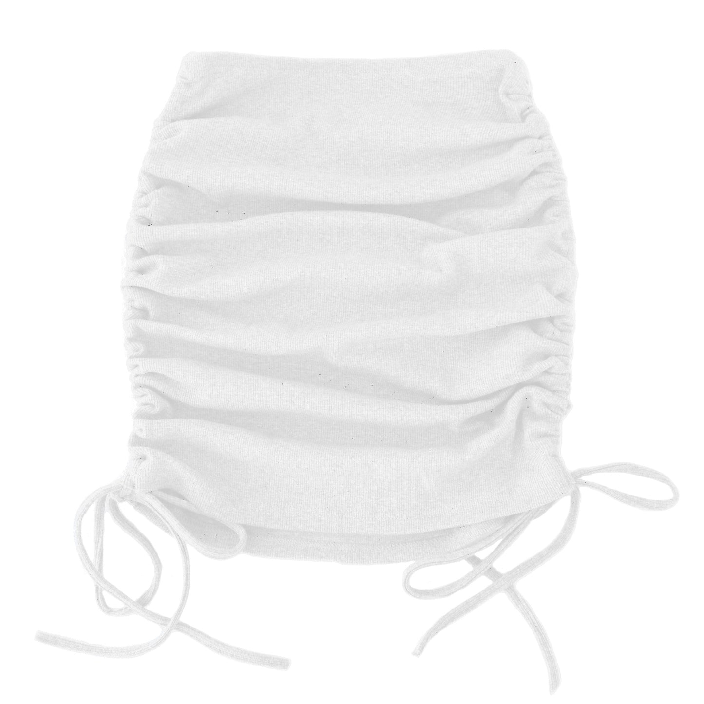 Threaded Side Drawstrings Elastic Pleated Skirt