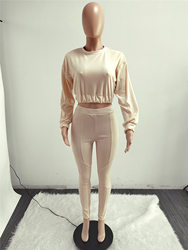 Contrast-Stitching Two-Piece Set