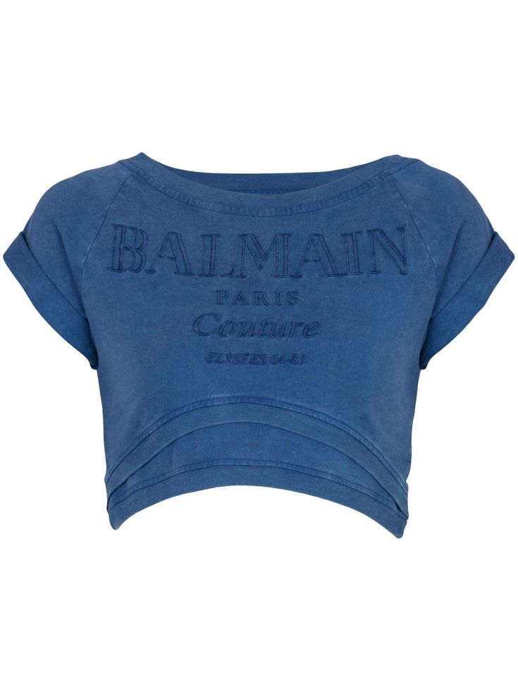 Balmain Embroidered Cropped Top