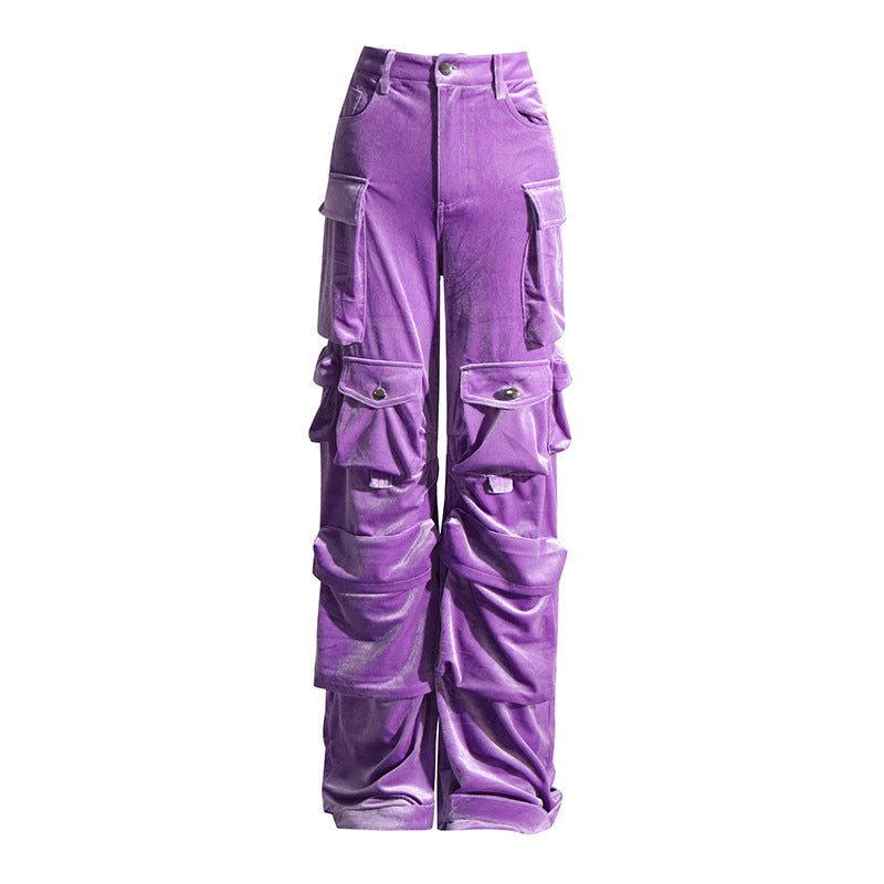 Tooling Stitching High-Waist Multi-Pocket Pants (7524749836376)