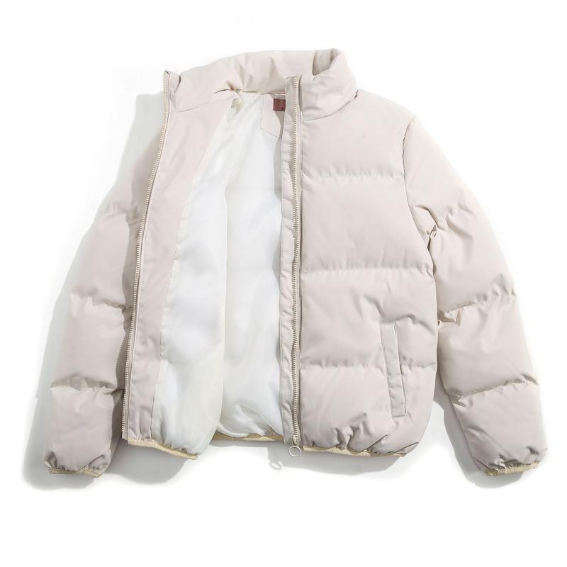 Plus Size Solid Color Cotton Stand-Up Collar Jacket