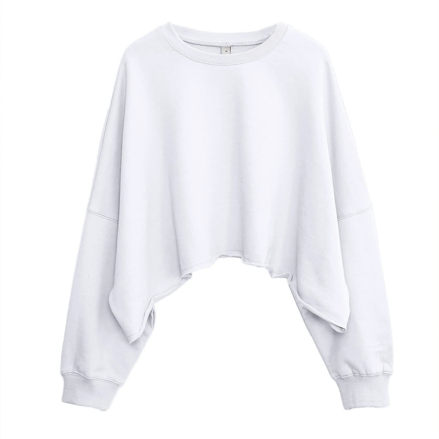 Cropped Slimming Crop-Top Sweater - Loose-Fitting (7517806493784)