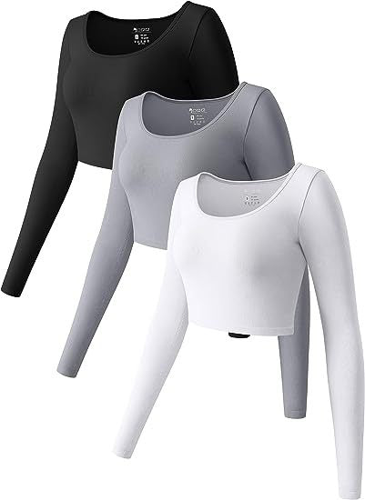 Long Sleeves Round Neck Stretch Fit Crop-Top