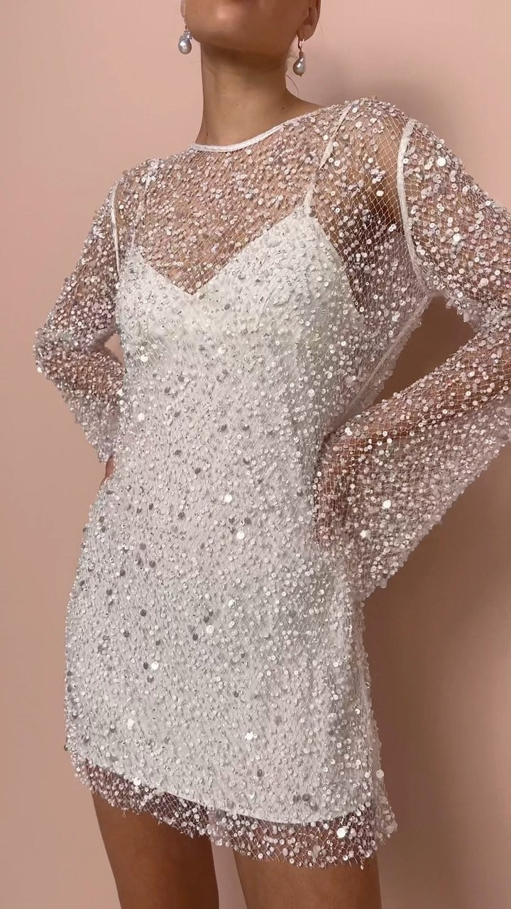 Bubbles & Stuff - Bubble Beads See-Through Mesh Two-Piece Set Sling Dress (7516660105304)