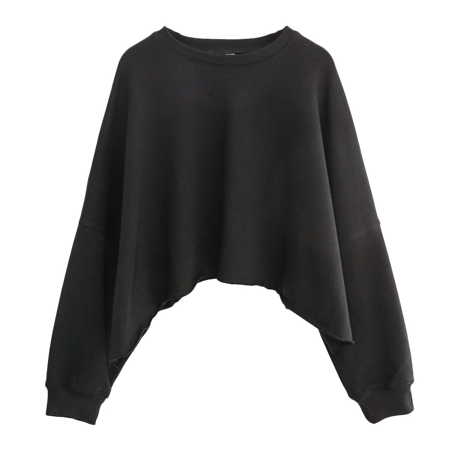 Cropped Slimming Crop-Top Sweater - Loose-Fitting (7517806493784)