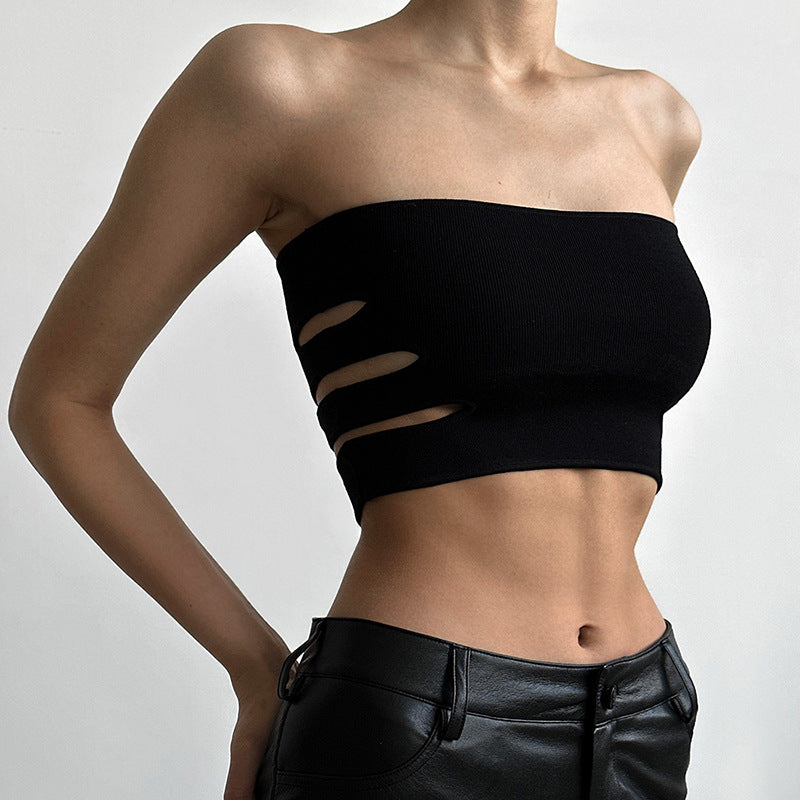 Cropz - Hollow-Out Cut-Out Crop-Top (7517929177176)