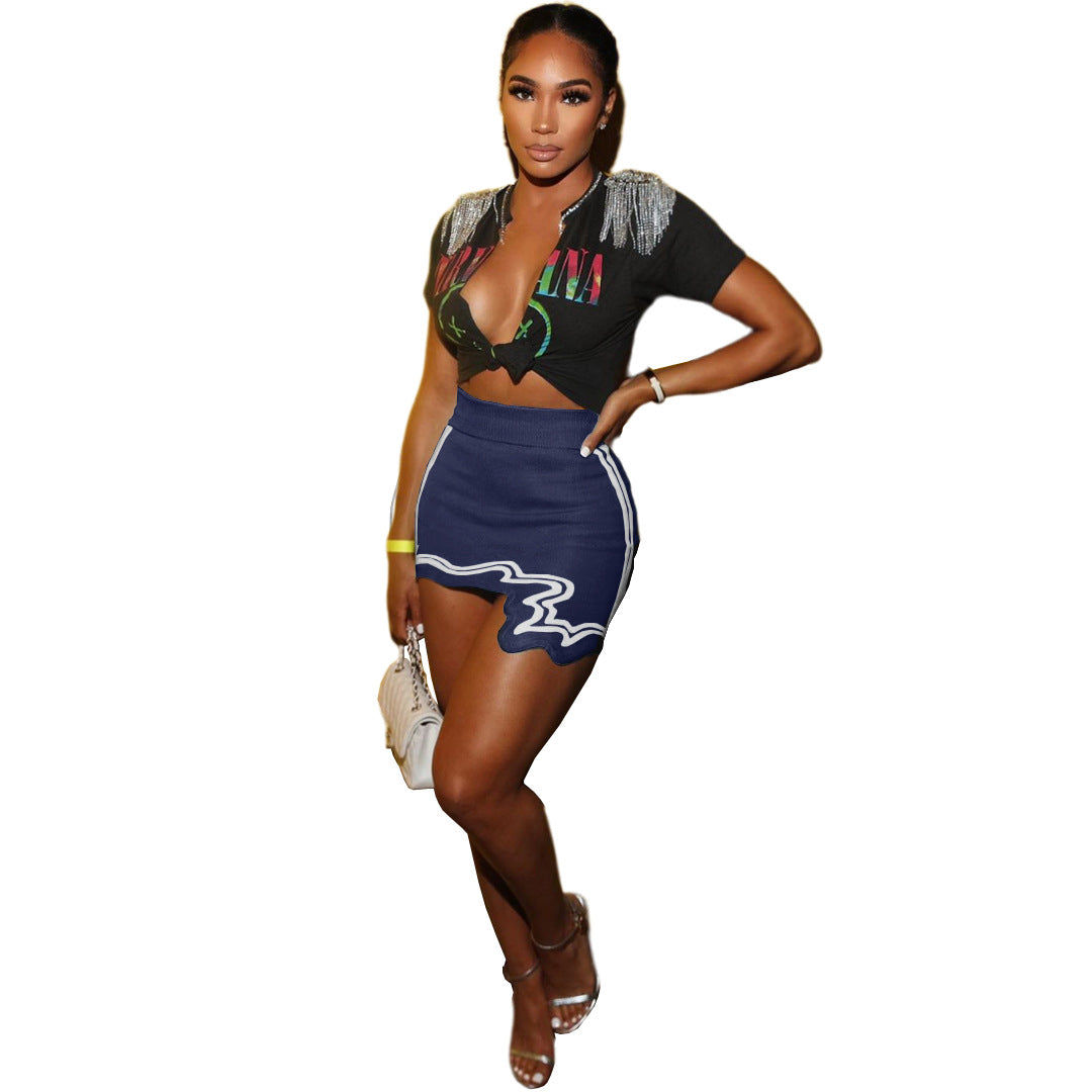 Solid Color Asymmetrical Knitted Skirt