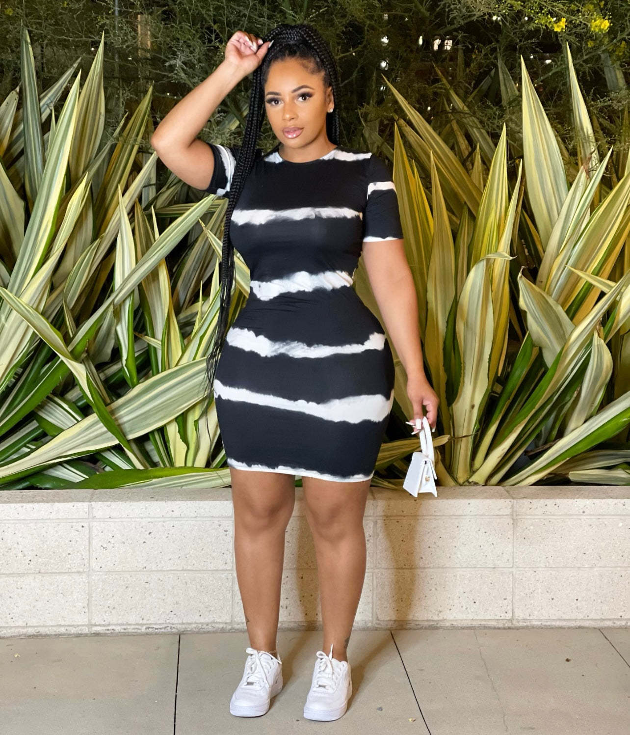 Plus-Size Printed Tie-Dyed Sheath Dress