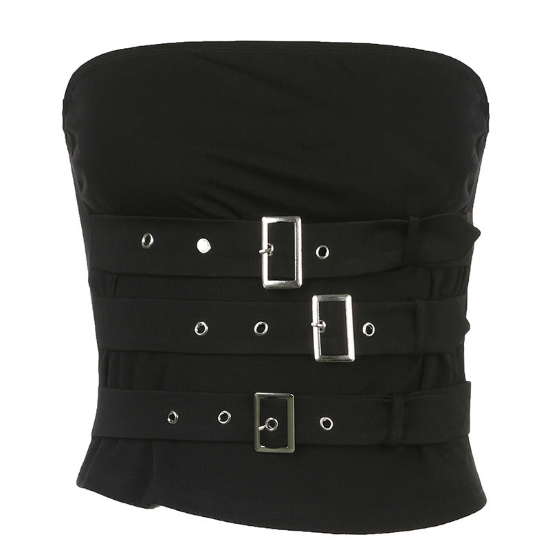Multiple-Straps Metal Adjustment Buckles Off-The-Shoulder Tube-Top (7517921280088)