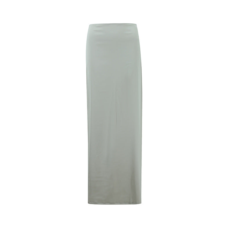 Slim-Fit Solid Color Asymmetrical Skirt