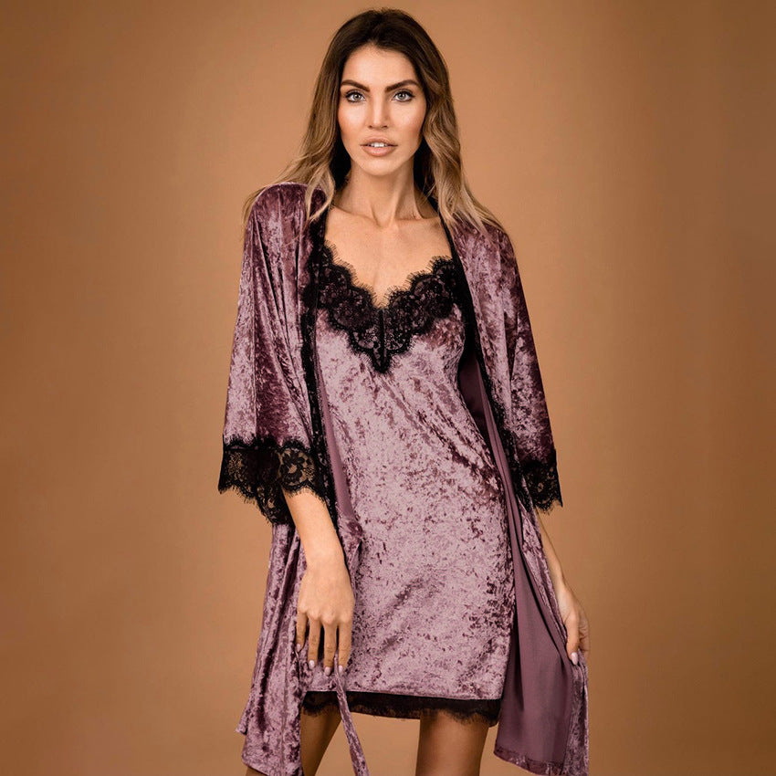 Nightgown Three-Piece Lace Set