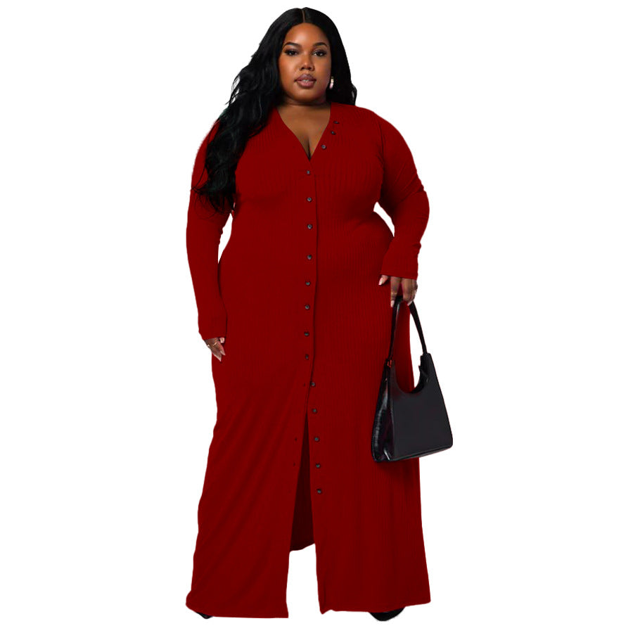 Plus-Size Stripe Split Dress