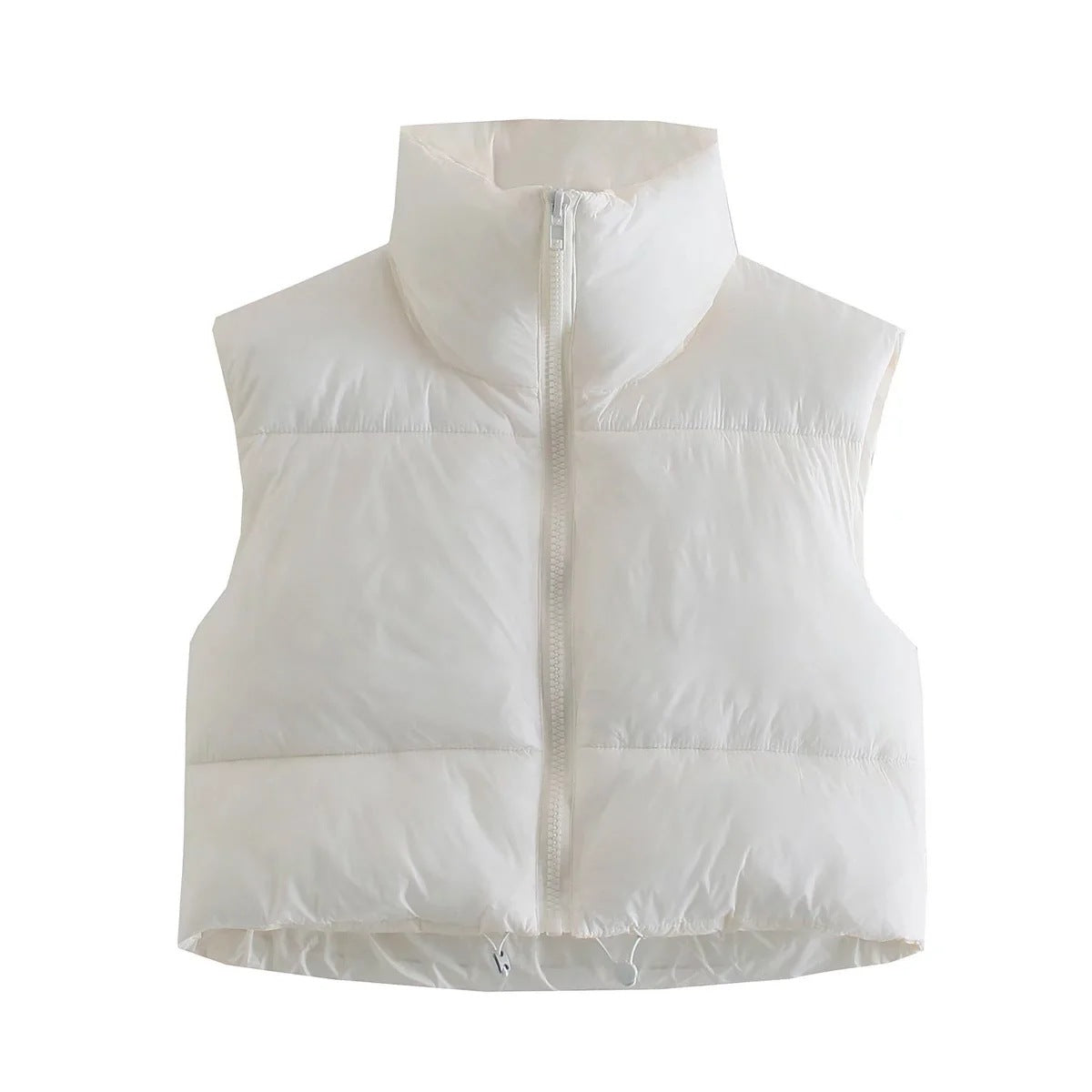 Sleeveless Zipped Stand Collar - Cotton Padded Vest (7516615704664)