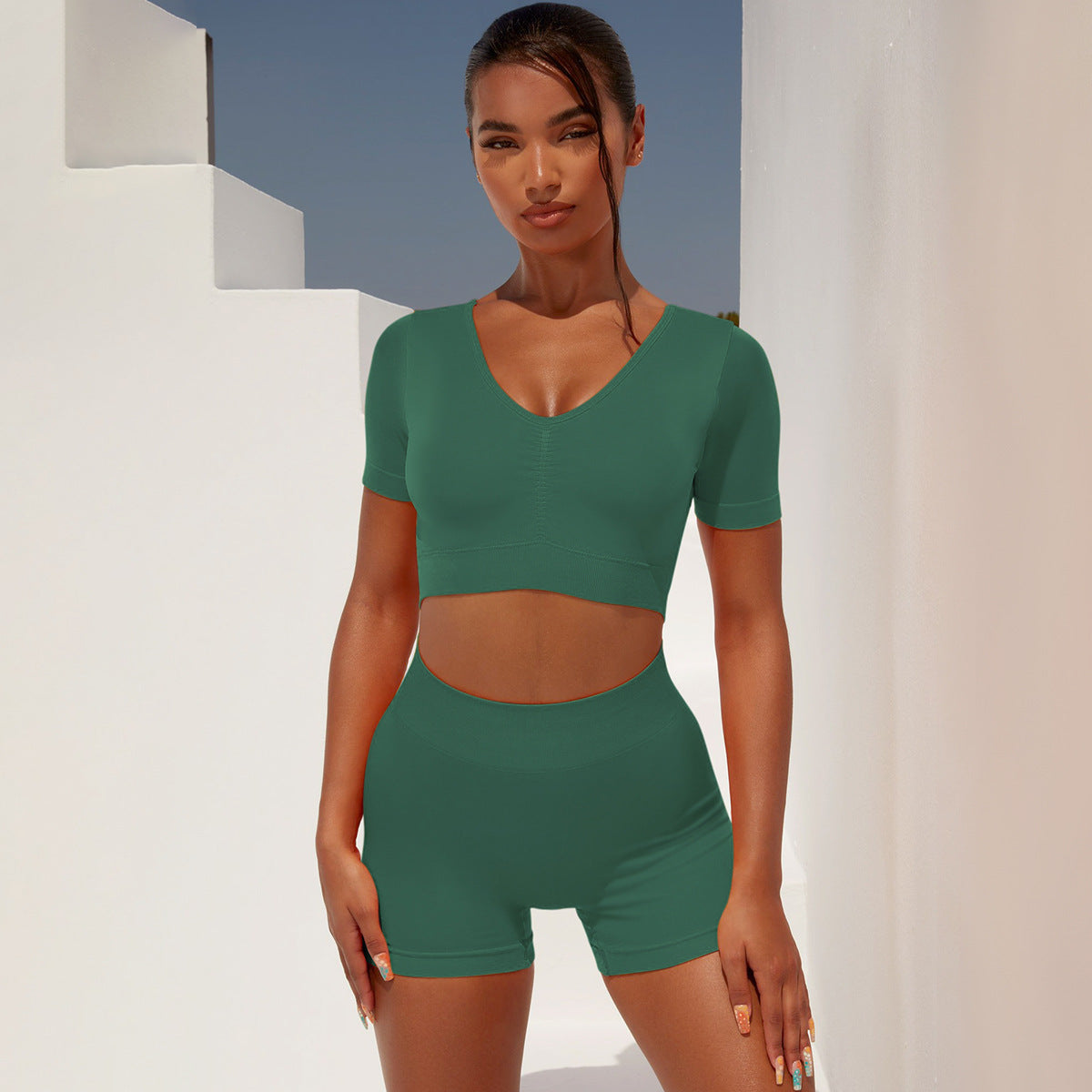 Short Sleeves Top & Shorts - Yoga Set (7516860416088)