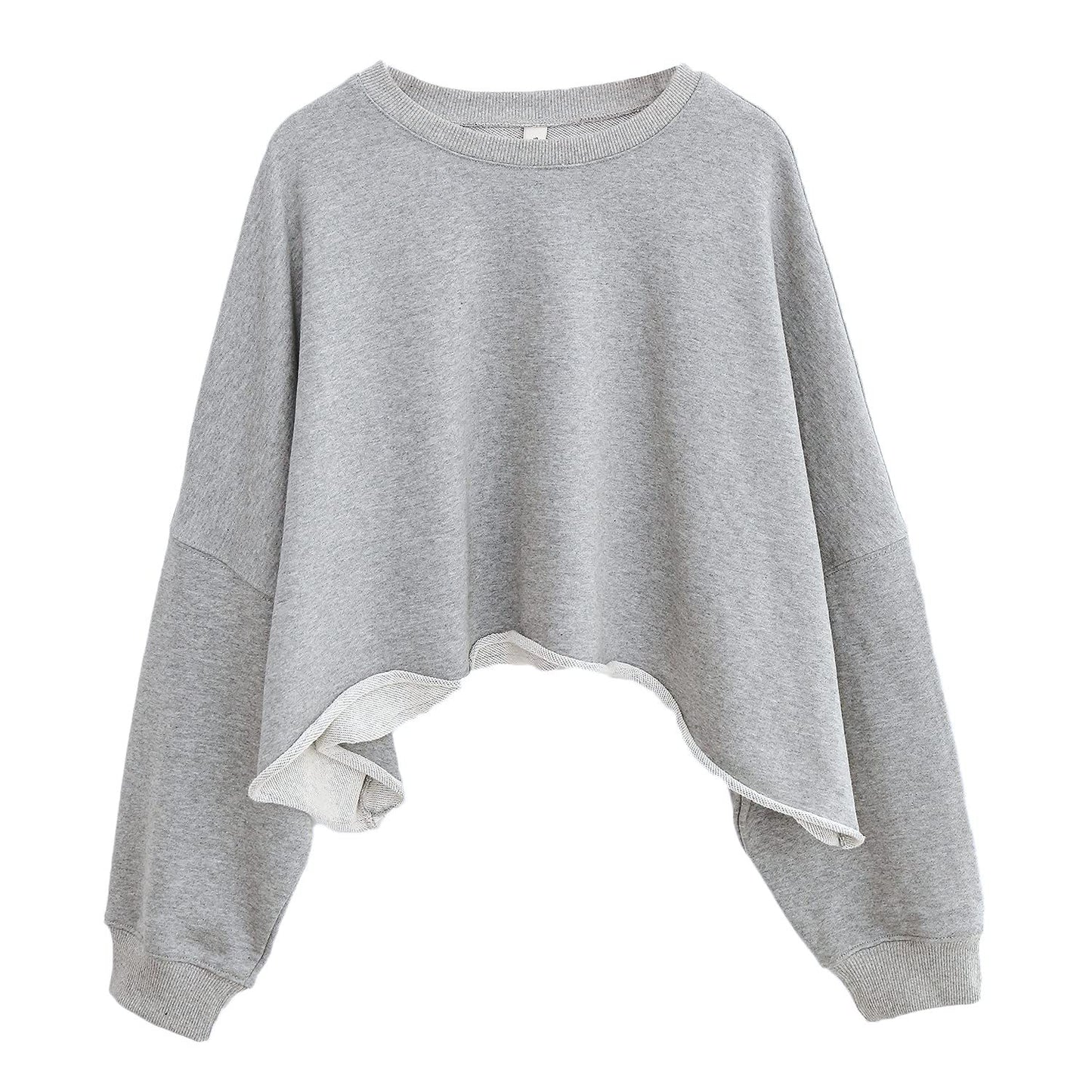 Cropped Slimming Crop-Top Sweater - Loose-Fitting (7517806493784)