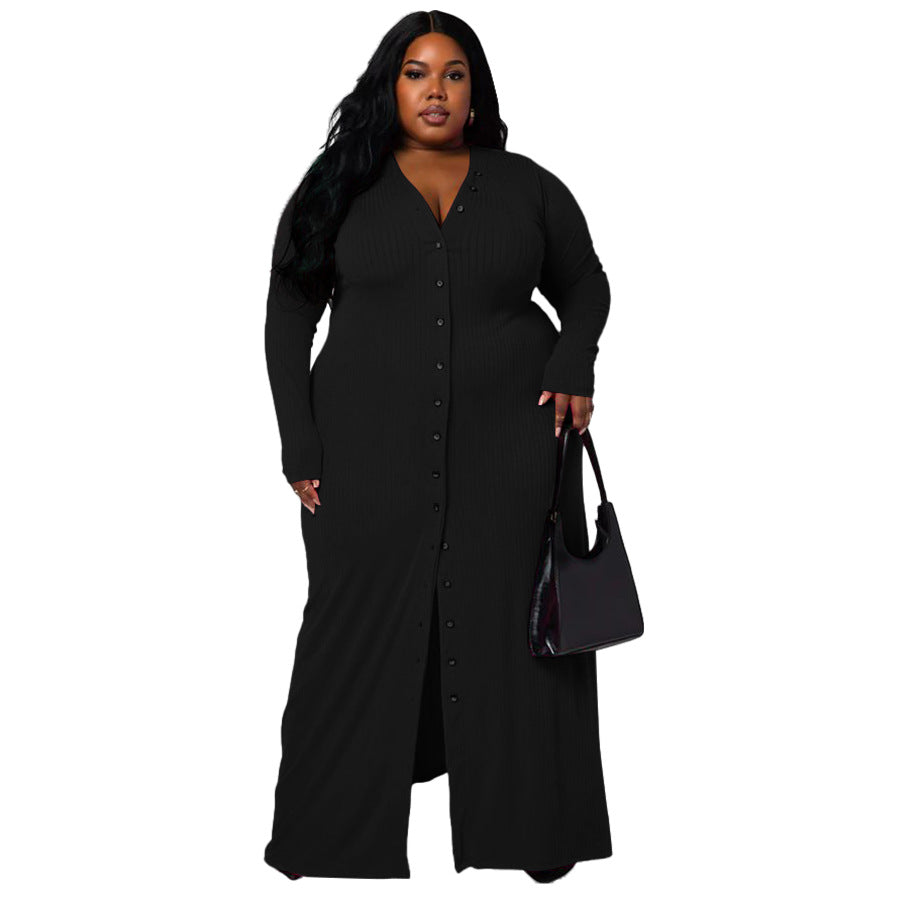 Plus-Size Stripe Split Dress