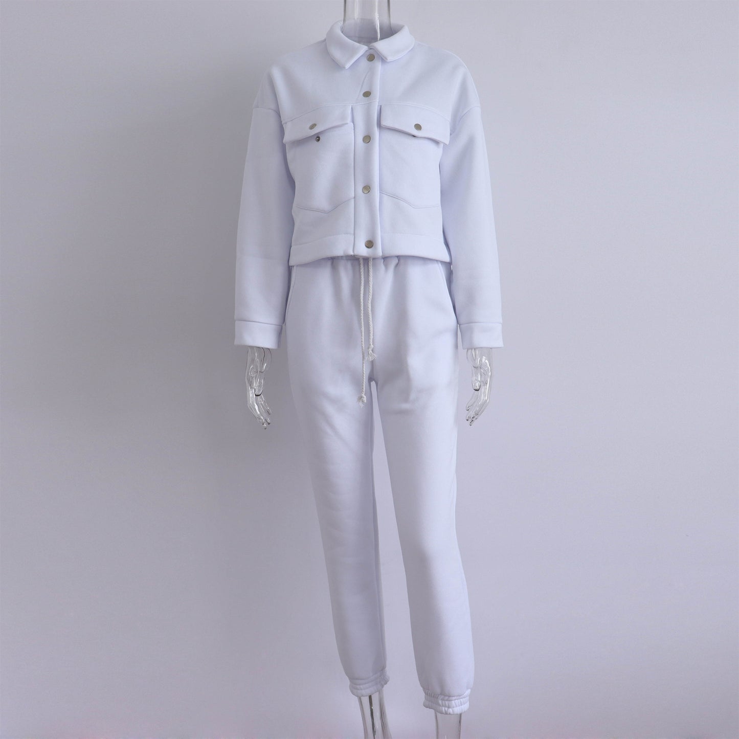 Solid Color Long Sleeves Sweatshirt & Pants Two-Piece Set