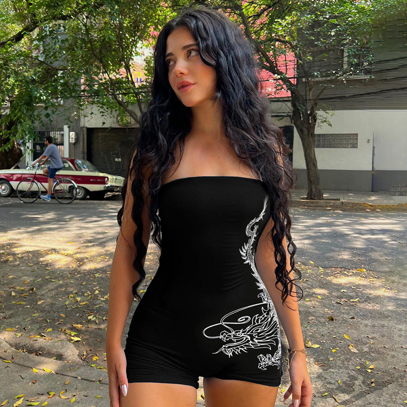 Dragon Tube-Top Sleeveless Romper
