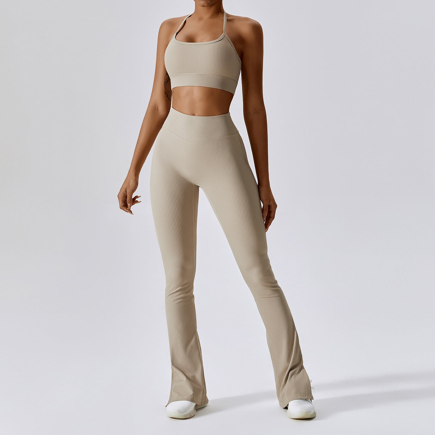 One-Shoulder Slightly-Flared Wide-Leg Pilates Set (7520614711384)
