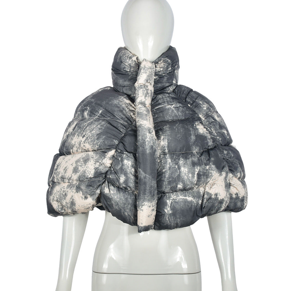 Puffy Poncho - Collar Cotton Padded Short Jacket (7516616523864)