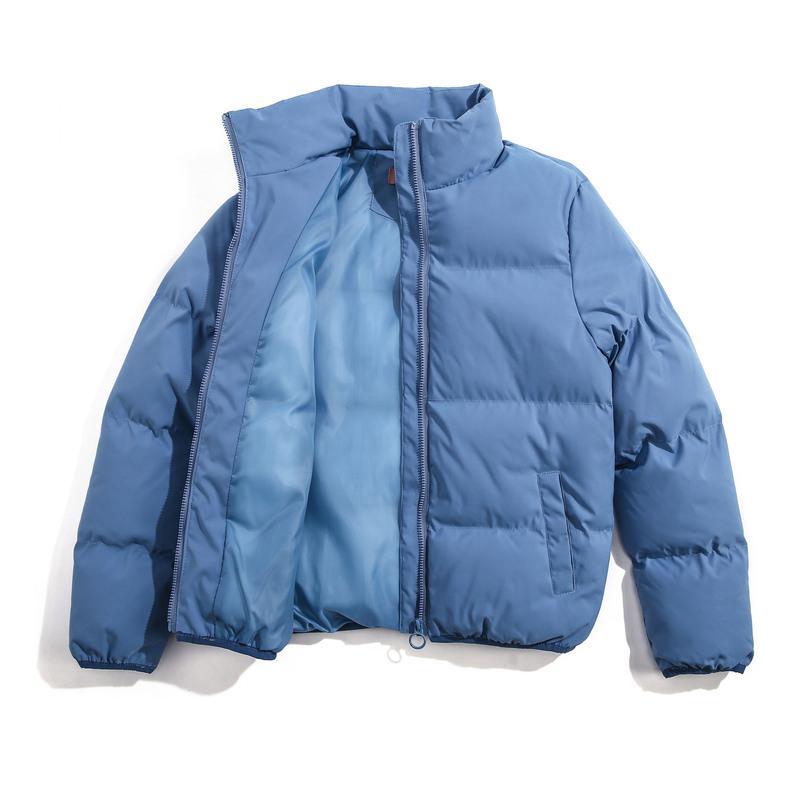 Plus Size Solid Color Cotton Stand-Up Collar Jacket