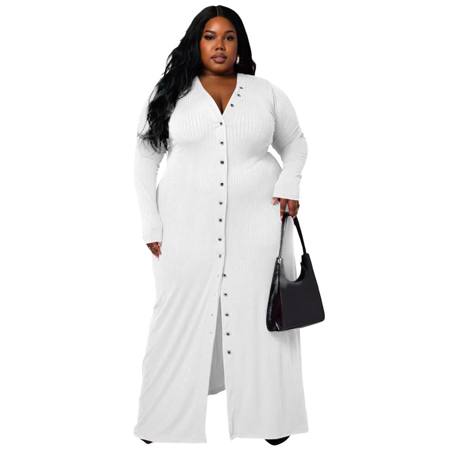 Plus-Size Stripe Split Dress