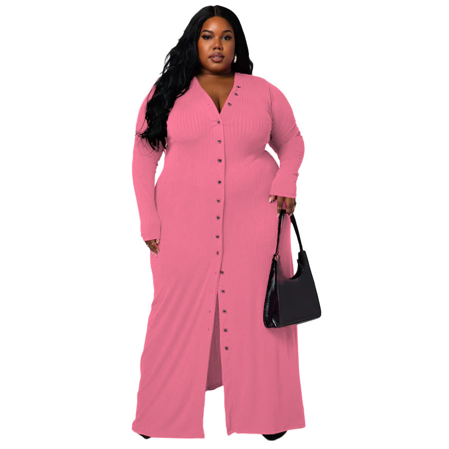Plus-Size Stripe Split Dress
