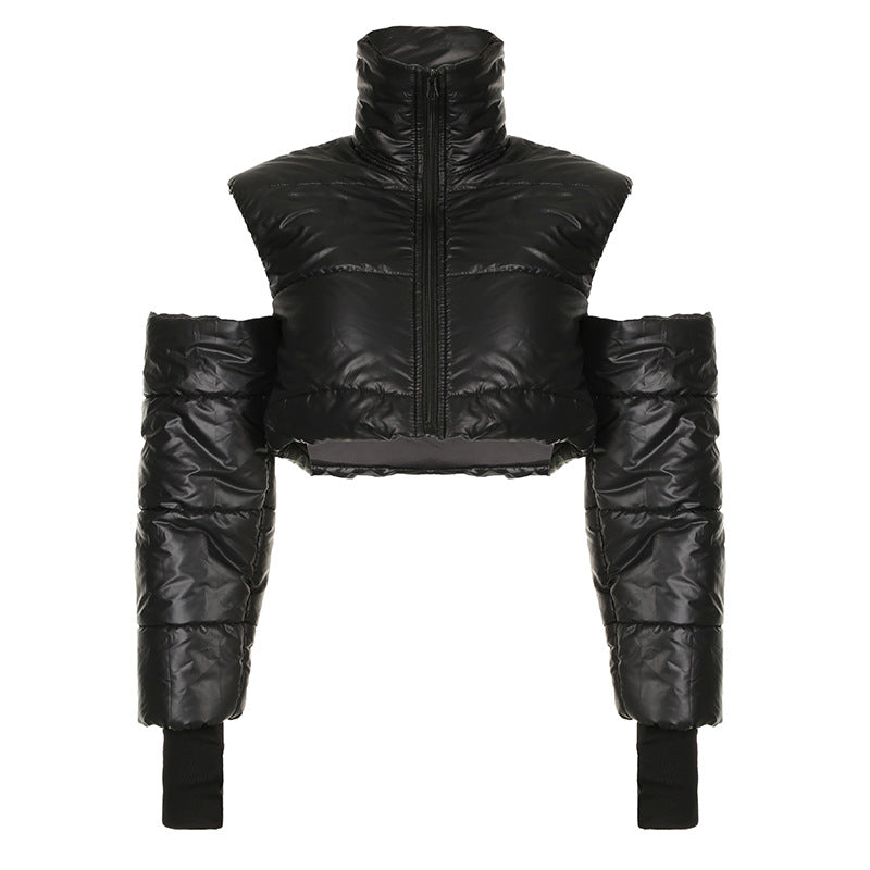 Mechanical - Hollowed-Out Cut-Out Stand Collar Cotton Jacket (7516640804952)