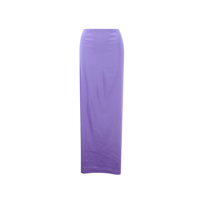 Slim-Fit Solid Color Asymmetrical Skirt