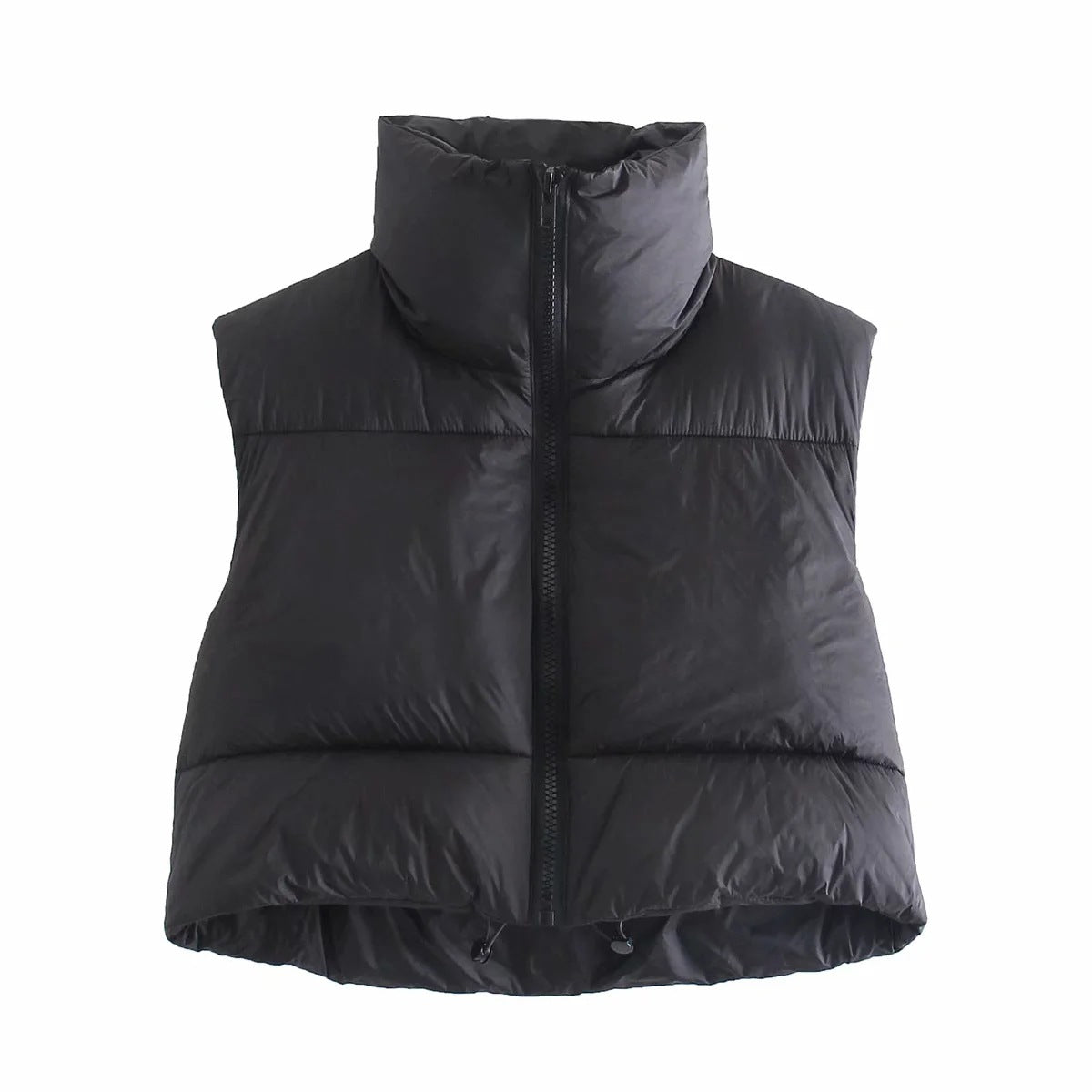 Sleeveless Zipped Stand Collar - Cotton Padded Vest (7516615704664)