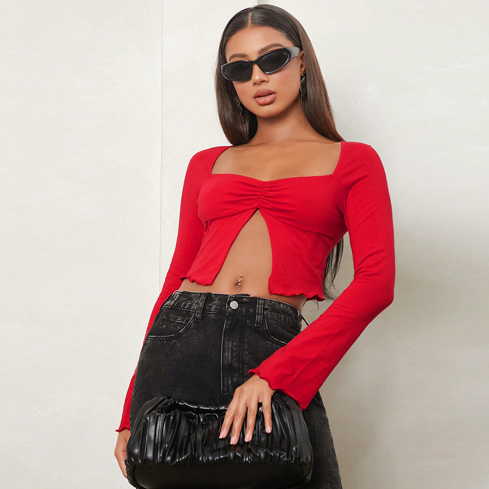 Retro Thin-Split Cropped Top
