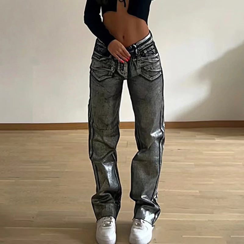 Bronze Straight Leg Denim Jeans