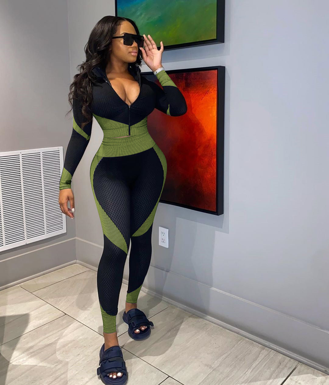 Plus-Size Positioning-Printing Casual Slim-Fit Sportswear Set (7516854747224)