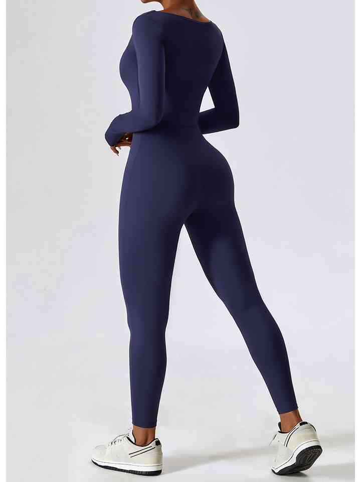 Sports Jumpsuit - Square Neck Long Sleeves (7484689645656)