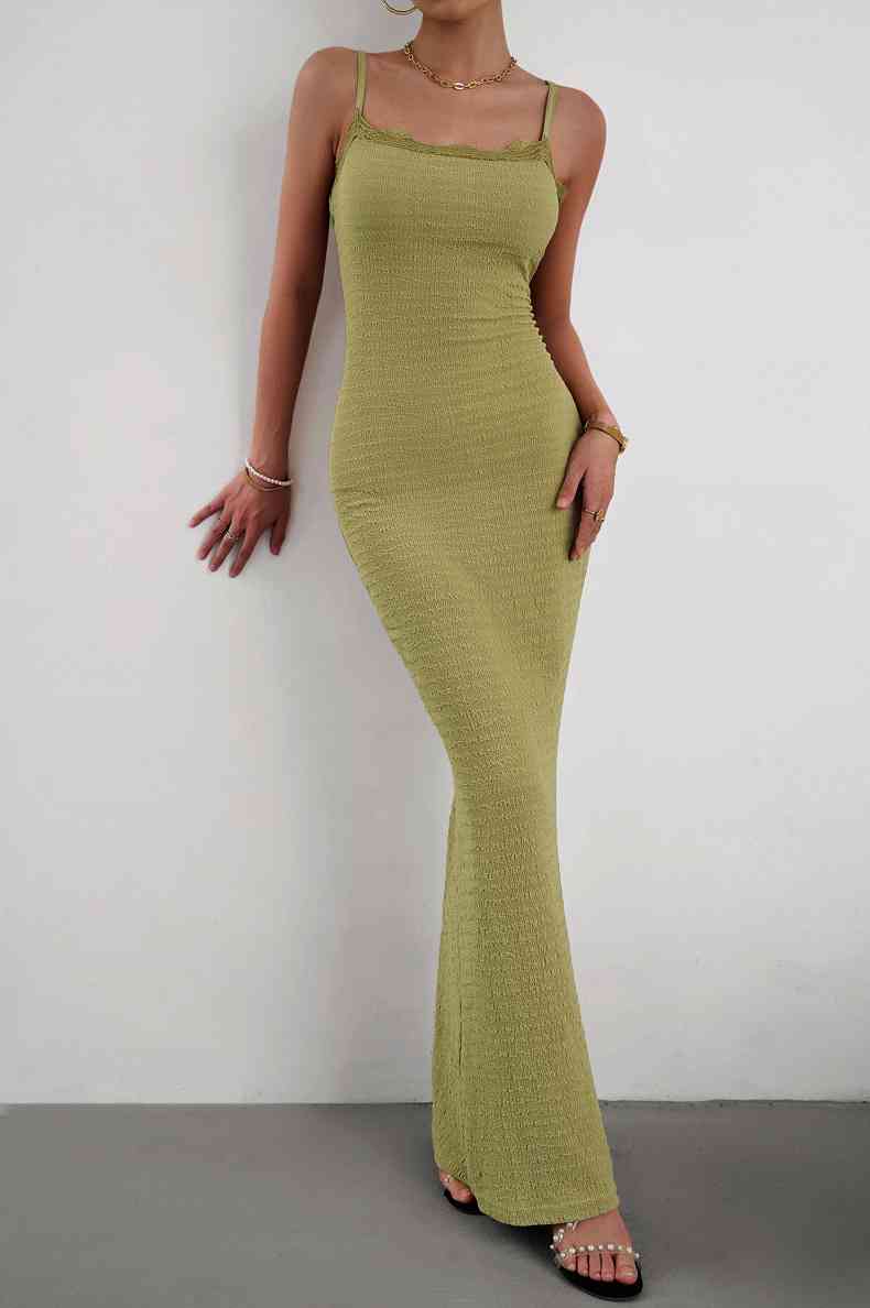 Spaghetti Strap Maxi - Fishtail Dress (7515554742360)
