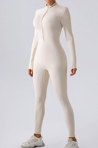 Mock Neck Half-Zip Romper Leotard
