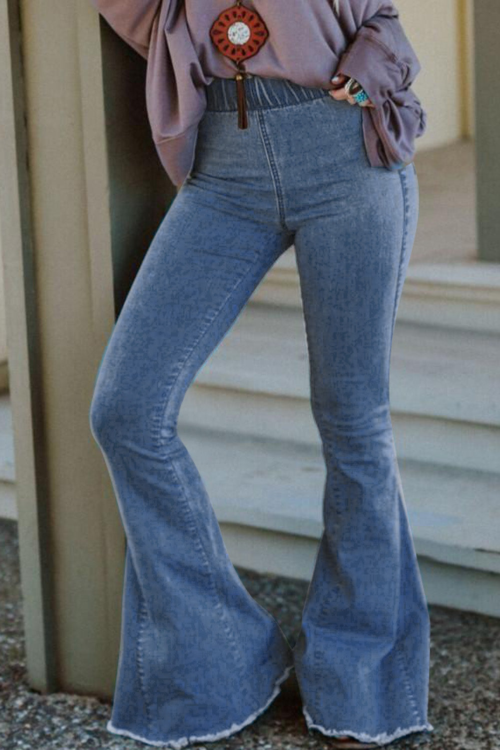 Elastic Flared Denim Jeans