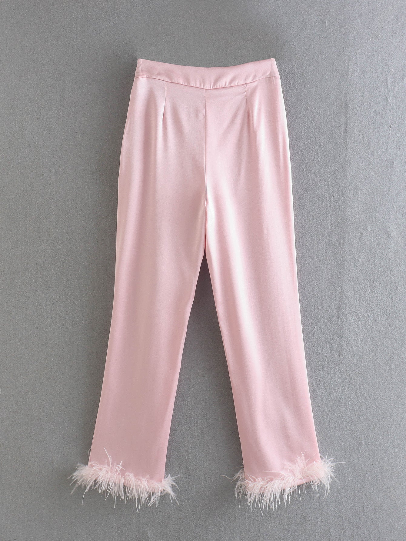 Lace-Up Feather Pants & Top Pajamas Set
