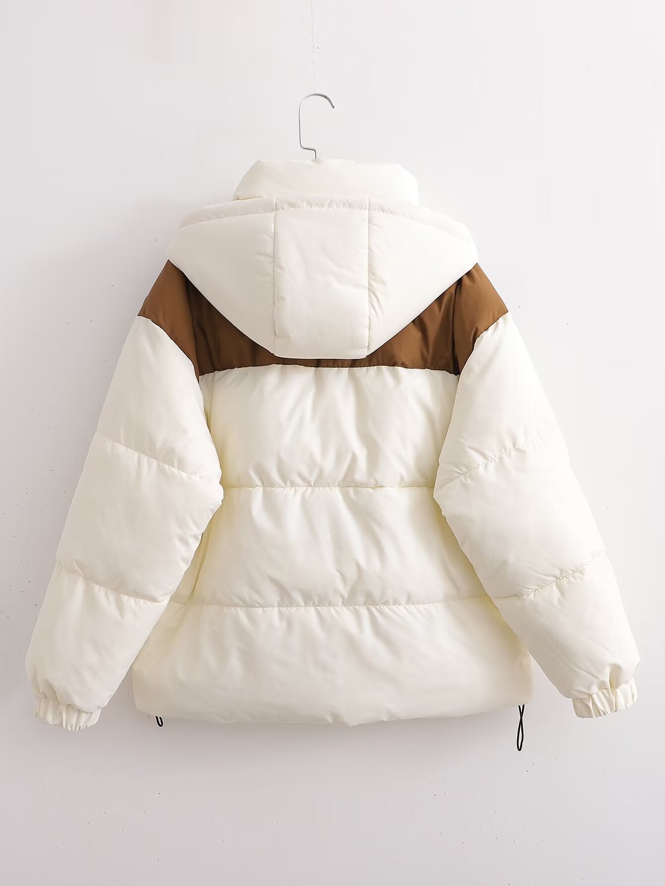 French Stitching Contrast Color Hooded Jacket